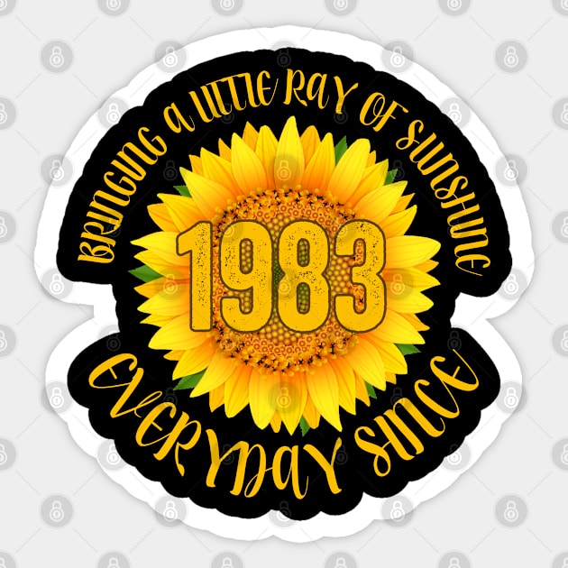 40th Birthday - Bringing A Little Ray Of Sunshine Since 1983 Sticker by Kudostees